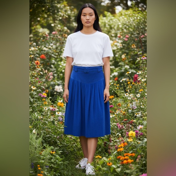 Together Dresses & Skirts - Vintage 90s Together! Blue High Waisted Corduroy Skirt size 10 - 100% Cotton